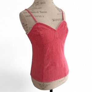 Y2K Arizona Red and White Pinstriped Corset Tank Top Women's Small